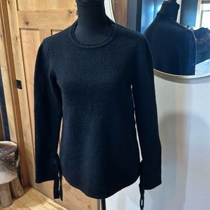 J. McLaughlin black eyelash sweater with hand ties xsmall